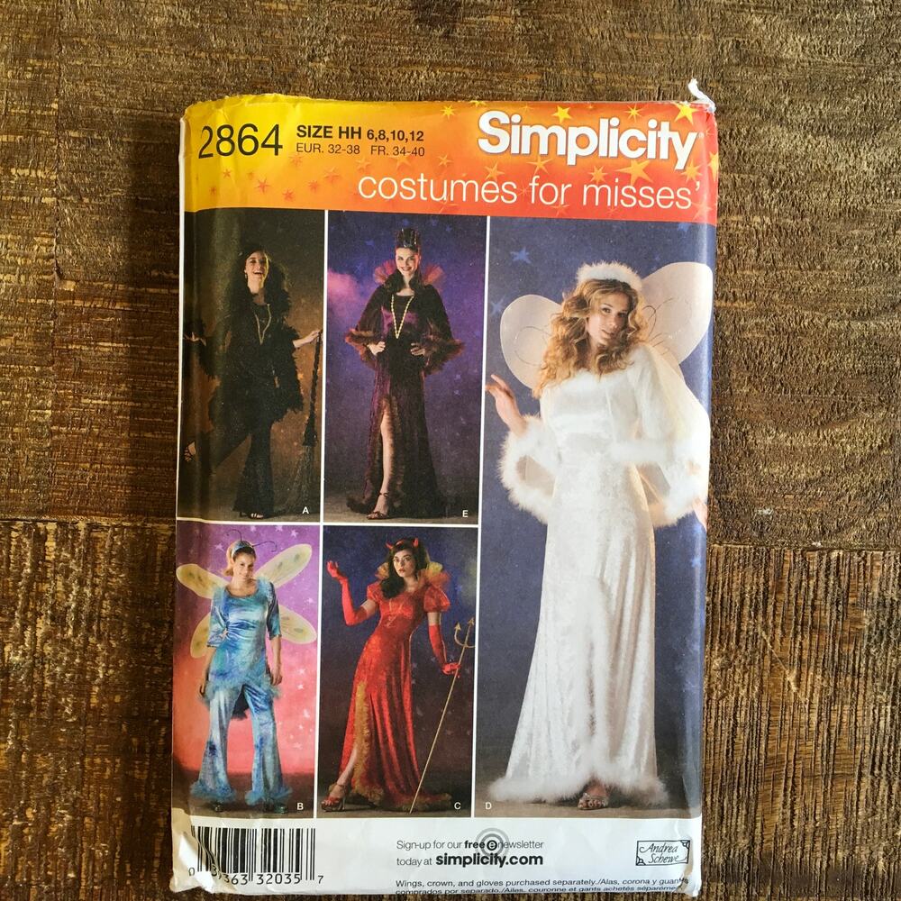 Simplicity Sewing Pattern 2864 Halloween Costume Angel Devil Fairy 6-12 UNCUT